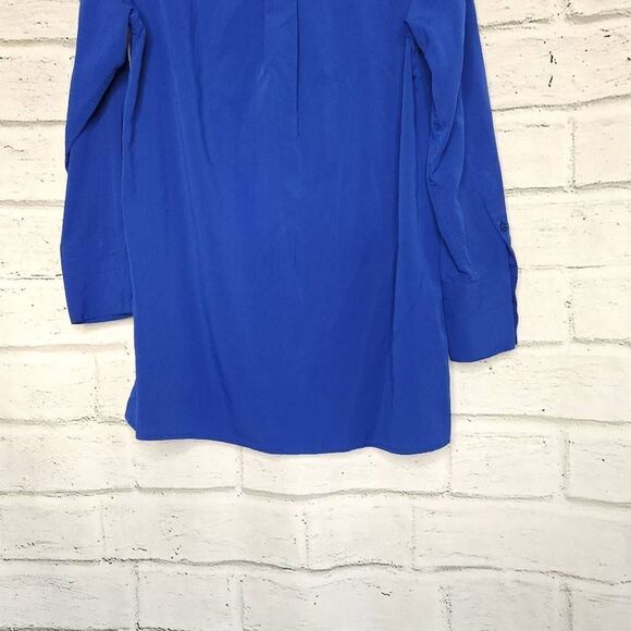 Soft Surroundings Loretta Shirt Solid Blue Button Zip Tunic Women's Large - Picture 11 of 11